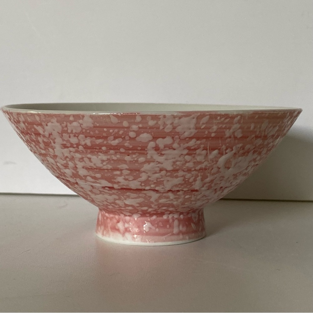 Vintage Pier 1 Imports Rice Bowls Pink Textured EUC 4.75” Splatter Ceramic